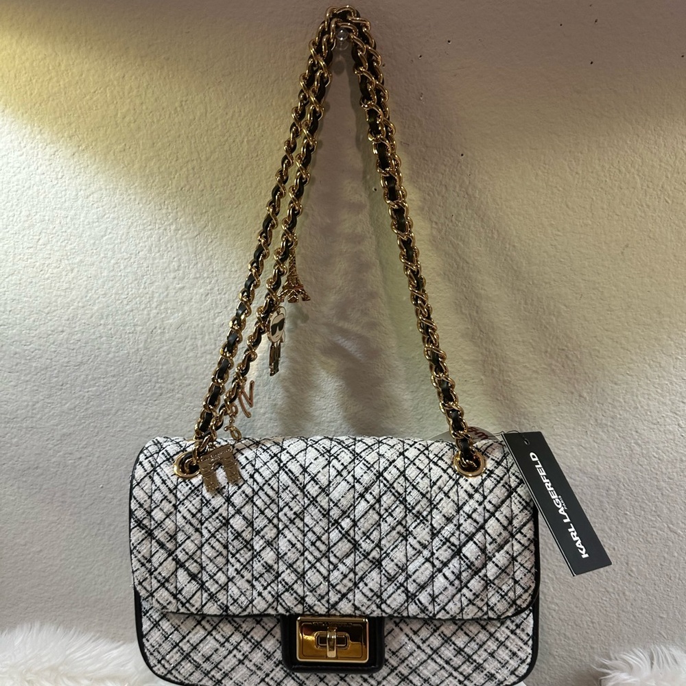 Karl Lagerfeld Paris Tweed Chain Shoulder Bag – NWT